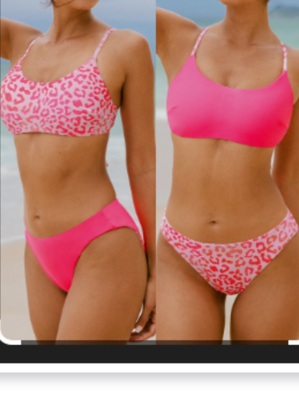 NEW - CUPSHE - Reversible Pink Leopard Swim Set